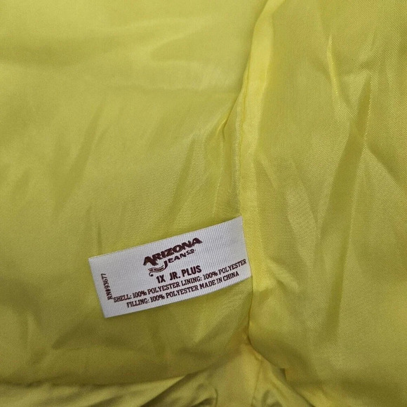 Arizona Jean Co Yellow Puffer Vest Size 1X Junior Full Zip Pockets New With Tag - Picture 7 of 13